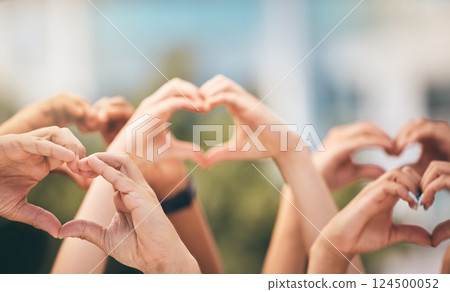 Crowd, hands and heart sign with group of people, community and friends with emoji for care, freedom and health outdoor. Fans, concert and support of men and women on solidarity for charity thank you Crowd, hands and heart sign with group of people, community and friends with emoji for care, freedom and health outdoor. Fans, concert and support of men and women on solidarity for charity thank you 124500052