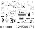 旅遊相關黑白圖示集 124500174