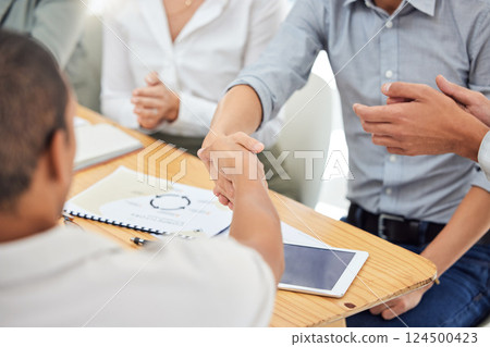 Business people, handshake and meeting for b2b, collaboration or partnership in trust at the office. Hands of employee workers shaking for deal, opportunity or promotion in team support or welcome Business people, handshake and meeting for b2b, collaboration or partnership in trust at the office. Hands of employee workers shaking for deal, opportunity or promotion in team support or welcome 124500423