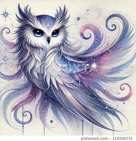 A beautiful illustration of an owl from a fantasy world 124500735