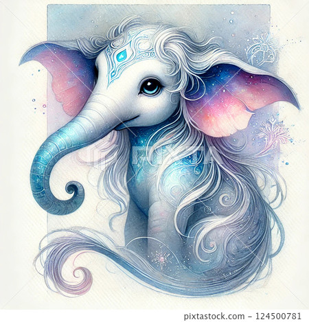Beautiful illustration of a fantasy elephant Beautiful illustration of a fantasy elephant 124500781