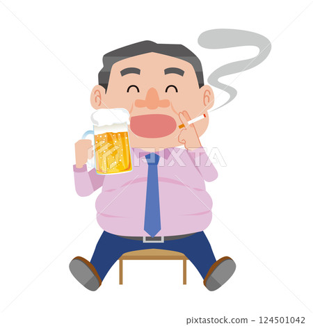 Man enjoying drinking and smoking 124501042