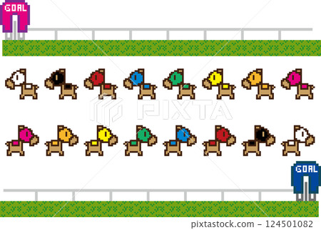 像素藝術賽馬角色集（Famicom 風格/賽車遊戲風格素材） 124501082