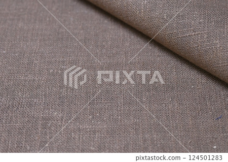 drak brown hemp viscose natural fabric cloth color, sackcloth rough texture of textile fashion 124501283