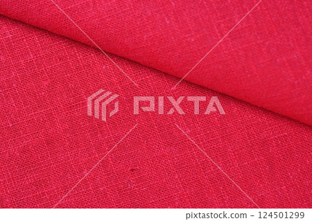 red hemp viscose natural fabric cloth color, sackcloth rough texture of textile fashion 124501299