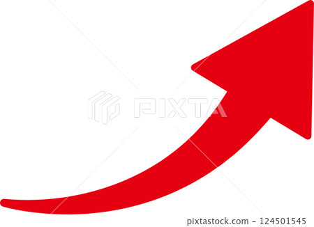 Arrow, right-sloping, rising, UP, icon, decoration, pictogram, business, illustration material, red Arrow, right-sloping, rising, UP, icon, decoration, pictogram, business, illustration material, red 124501545