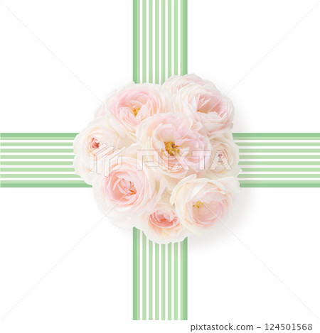 Ribbon frame frame material illustration background photo pink bouquet bouquet gift box return gift gift 124501568
