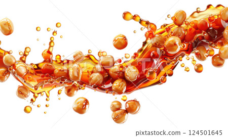Floating Soy Beans in Sauce Splash 124501645