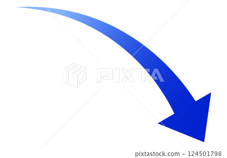 藍色向右向下箭頭 124501798
