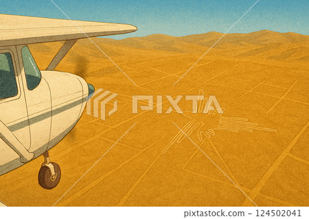 Nazca Lines as seen from a Cessna plane in Peru, South America 124502041