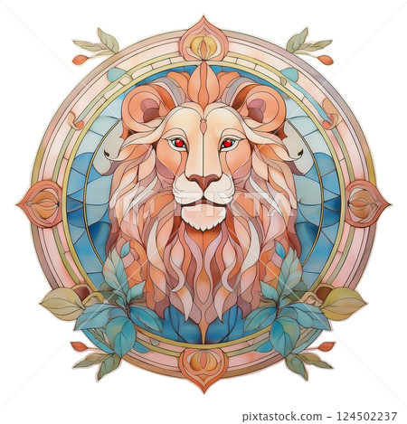 復古彩色玻璃獅子插圖2/傳單和海報材料 復古彩色玻璃獅子插圖2/傳單和海報材料 124502237