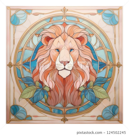 復古彩色玻璃獅子插圖9/傳單和海報材料 復古彩色玻璃獅子插圖9/傳單和海報材料 124502245