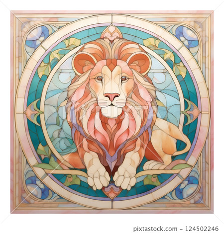 復古彩色玻璃獅子插圖10/傳單和海報材料 復古彩色玻璃獅子插圖10/傳單和海報材料 124502246