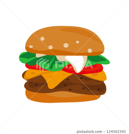 簡單的漢堡向量插圖 124502591