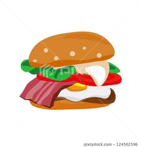 簡單的培根蛋漢堡向量插圖 124502596