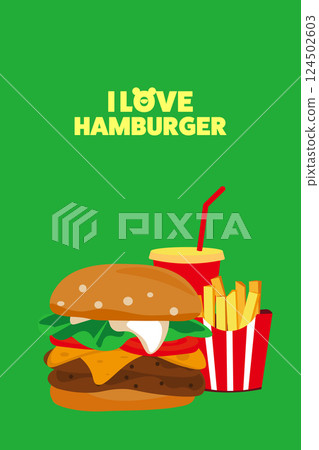 Poster-style illustration of a burger lover 124502603