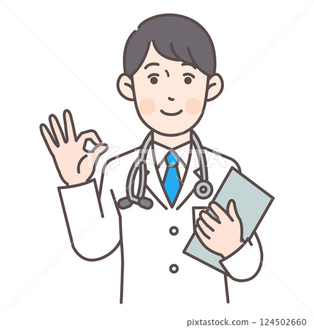 醫生給出OK手勢_提供醫療記錄 醫生給出OK手勢_提供醫療記錄 124502660