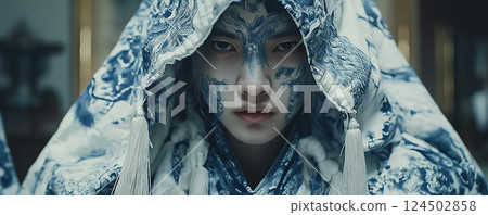 Beautiful woman in dragon armor 124502858