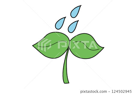 正在澆水的綠色植物葉子插圖 124502945