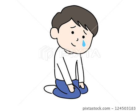 一名男子端坐著哭泣的插圖 一名男子端坐著哭泣的插圖 124503183