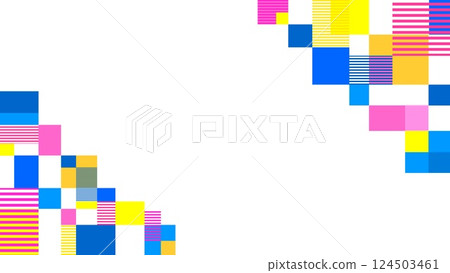 Geometric pattern frame white background border rectangle colorful 124503461
