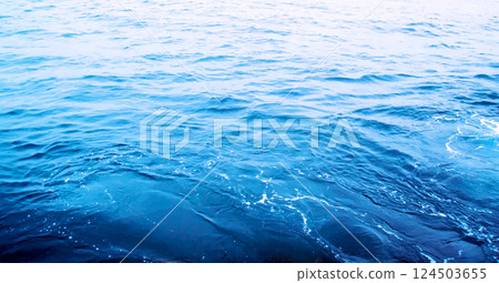 "Laying out from the shore to the open sea" A realistic illustration-like retouched and color-processed image with emphasis on blue. 124503655