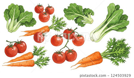 Illustration of various vegetables 124503929