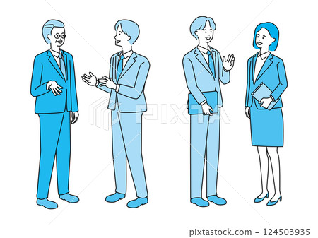 Set of men and women in suits having a conversation 124503935