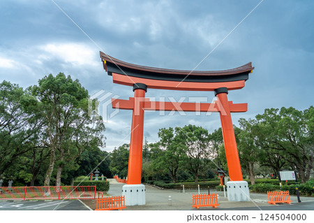 Torii gate of Usa Jingu Shrine, the head shrine of the Hachiman Shrines, Usa City, Oita Prefecture Torii gate of Usa Jingu Shrine, the head shrine of the Hachiman Shrines, Usa City, Oita Prefecture 124504000