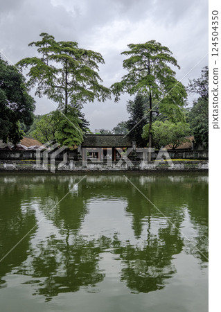 Vietnam, Hanoi, View of the Lake of Heavenly Clarity in the Third Courtyard of the Temple of Literature. Vietnam, Hanoi, View of the Lake of Heavenly Clarity in the Third Courtyard of the Temple of Literature. 124504350