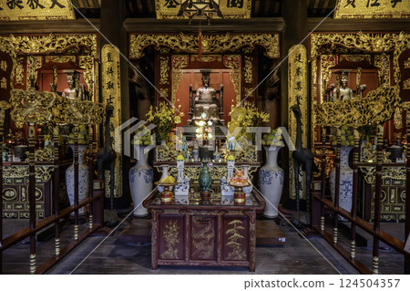 Vietnam, Hanoi, Statue of the Temple of Literature of Hanoi. Vietnam, Hanoi, Statue of the Temple of Literature of Hanoi. 124504357