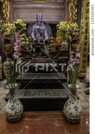 Vietnam, Hanoi, Statue of the Temple of Literature of Hanoi. Vietnam, Hanoi, Statue of the Temple of Literature of Hanoi. 124504365