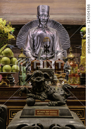 Vietnam, Hanoi, Statue of the Temple of Literature of Hanoi. 124504366