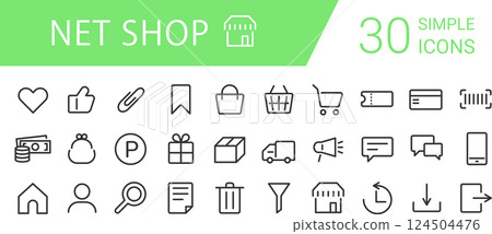 為網上商店設定的簡單圖標 為網上商店設定的簡單圖標 124504476