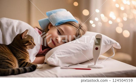 A girl who is sick with a cold A girl who is sick with a cold 124504559