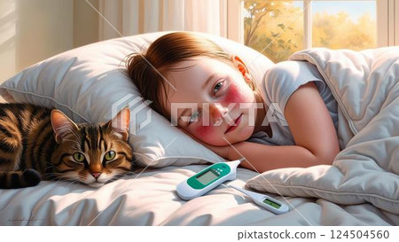 A girl who is sick with a cold A girl who is sick with a cold 124504560