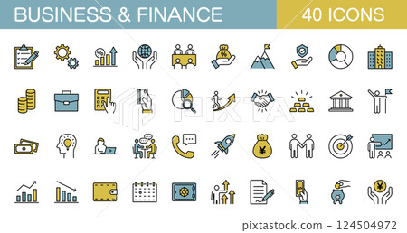 商業和財務管理圖示設定顏色 商業和財務管理圖示設定顏色 124504972