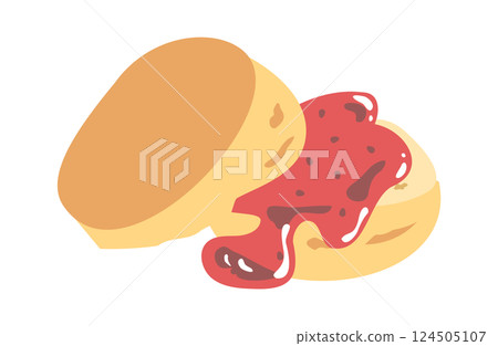 美味草莓果醬烤餅的插圖 124505107