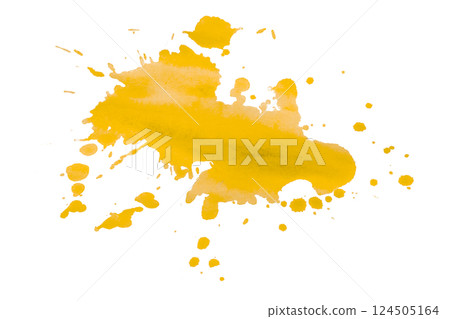 Yellow brush paint stain isolated on transparent background 124505164