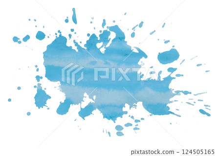 Light blue brush paint stain isolated on transparent background 124505165