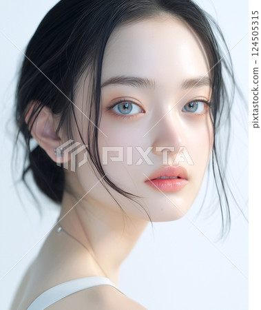 "AI-generated image" of an adult woman with beautiful skin 124505315