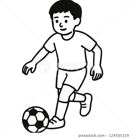 一個人運球的插圖，線描，材料，圖標，無背景 124505329