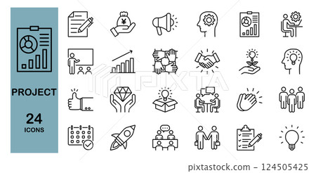 Icon set for projects, plans, businesses, etc. Icon set for projects, plans, businesses, etc. 124505425