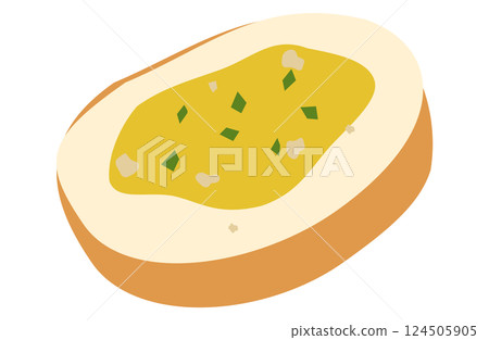 Cooked baguette slices/french bread illustration 124505905