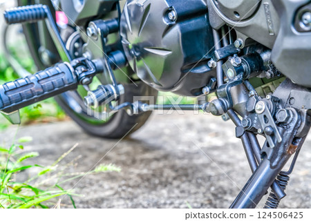 大型自行車上的自行車支架的特寫 124506425