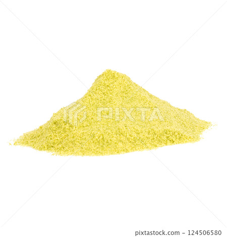 Green tea powder pile isolated on white background Green tea powder pile isolated on white background 124506580