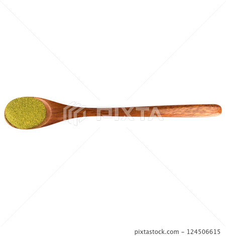 Green tea powder pile isolated on white background 124506615