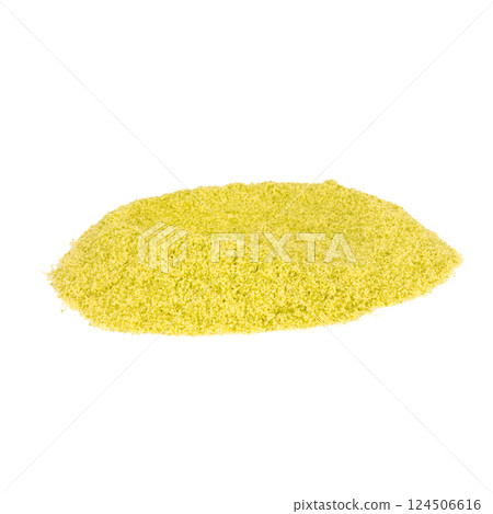 Green tea powder pile isolated on white background Green tea powder pile isolated on white background 124506616