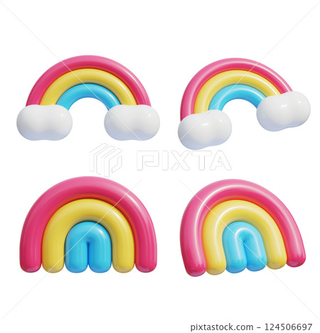 cute rainbow 3D icon graphic 124506697