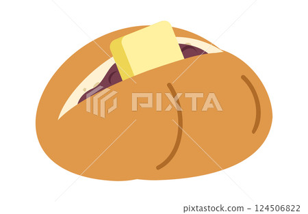 Illustration of bean paste and butter roll bread Illustration of bean paste and butter roll bread 124506822